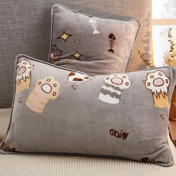 

Soft Warm Pillowcase Coral Fleece Flannel 2pc Printed Winter on bedding comfortable Home Decoration Pillow case Covers