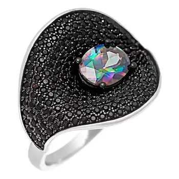 

Кольцо из серебра с фианитом и нанокристаллами R02367