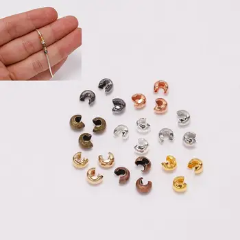 

100pcs/lot 3/4/5mm Copper(NOT IRON)Round Crimp End Beads Stopper Hole Spacer Beads For Bracelet DIY Jewelry Making Findings