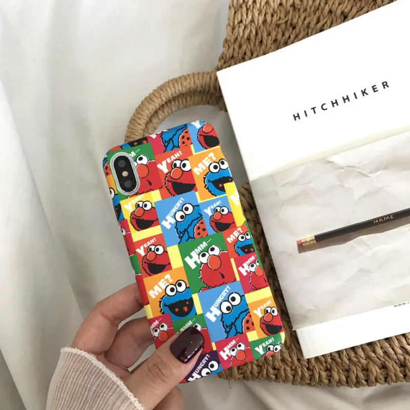 

Illustration cute cartoon color sesame street phone case for iPhone X XS XR XSMax 8 7 6 6S PluS hard shell drop protection cover
