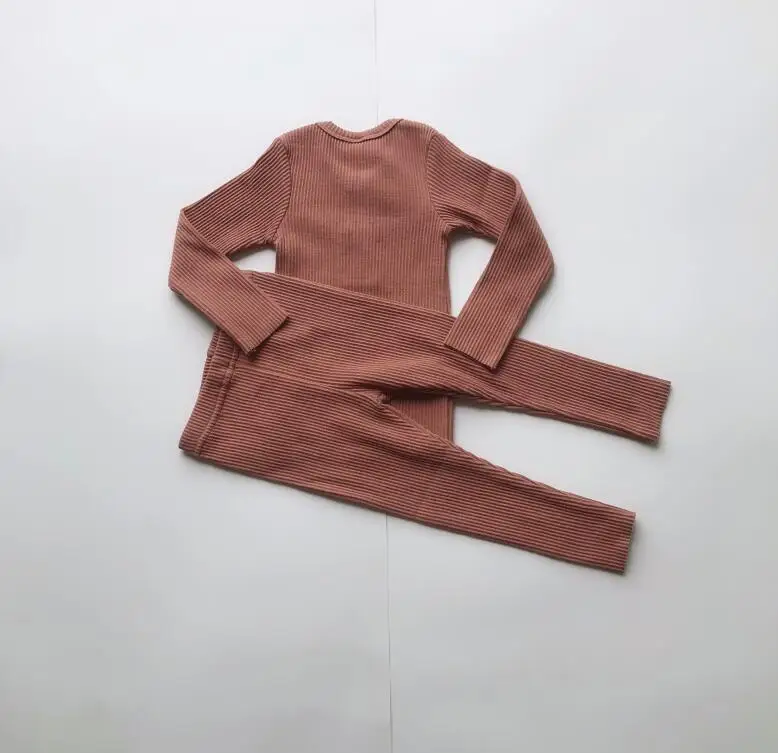 Baby Boys Girls Clothes For Children Ribbed Set Fitted With Full Sleeve Kids Autumn Winter Cloth Pajama Sets Pants Toddler 2 Pcs (10)