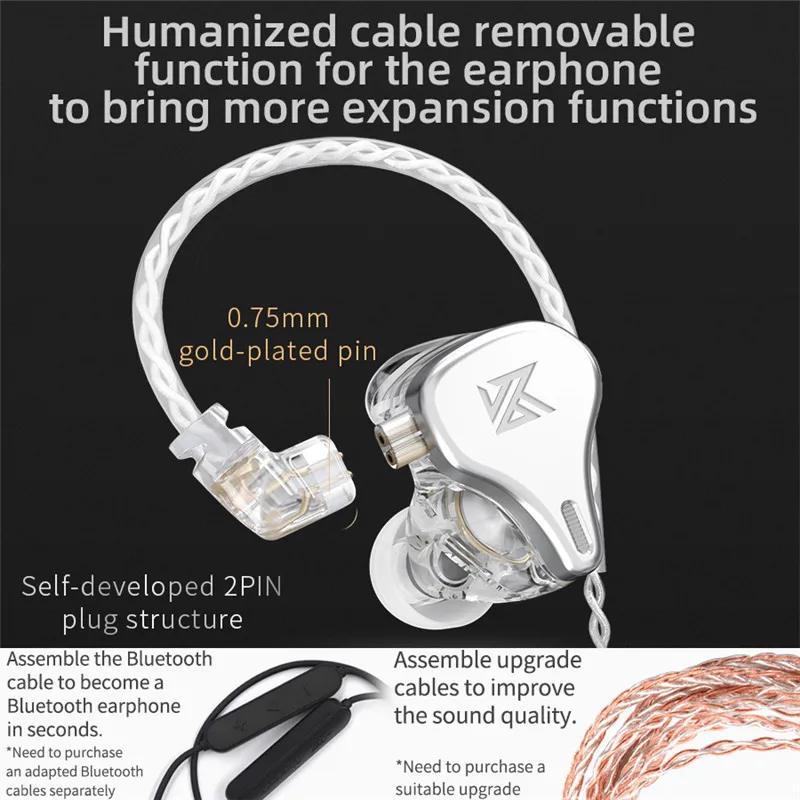 KZ DQ6 Wired Earphones 3DD Dynamic Driver Headphones HiFi Bass Music Earbuds Noise Cancelling Sport Headset PK ZS10 ZSN Pro ZAX