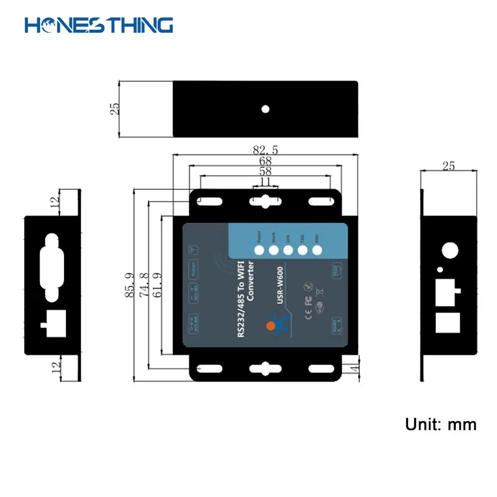 HonesThing экономичный Последовательный RS232 RS485 к wifi Ethernet конвертер последовательный TCP IP Серверный модуль Встроенный веб-сервер Modbus