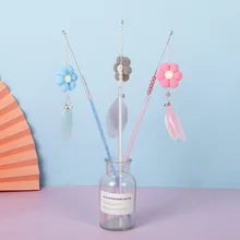 

New Crystal Rod Beaded Cat Funny Rod Steel Wire Feather With Bell Plush Flower Cat Toy Supplies for Cats Stuffed Toys Goods Pet