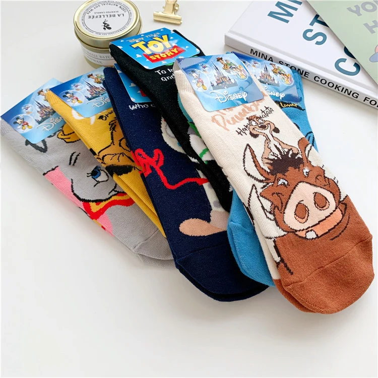 Chaussettes Courtes Avec Imprime Disney Pour Enfants Dessin Anime Roi Lion Simba Pumba Aladdin Dumbo Drole Collection Printemps 1 Paire Aliexpress