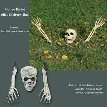 

Plastic Skeleton Halloween Decoration Skulls Buried Alive Carnival Home Supplies Decor Horror Outdoor Prop Yard
