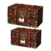 Retro Treasure Chest with Lock Vintage Wooden Storage Box Antique Style Jewelry ► Photo 3/6