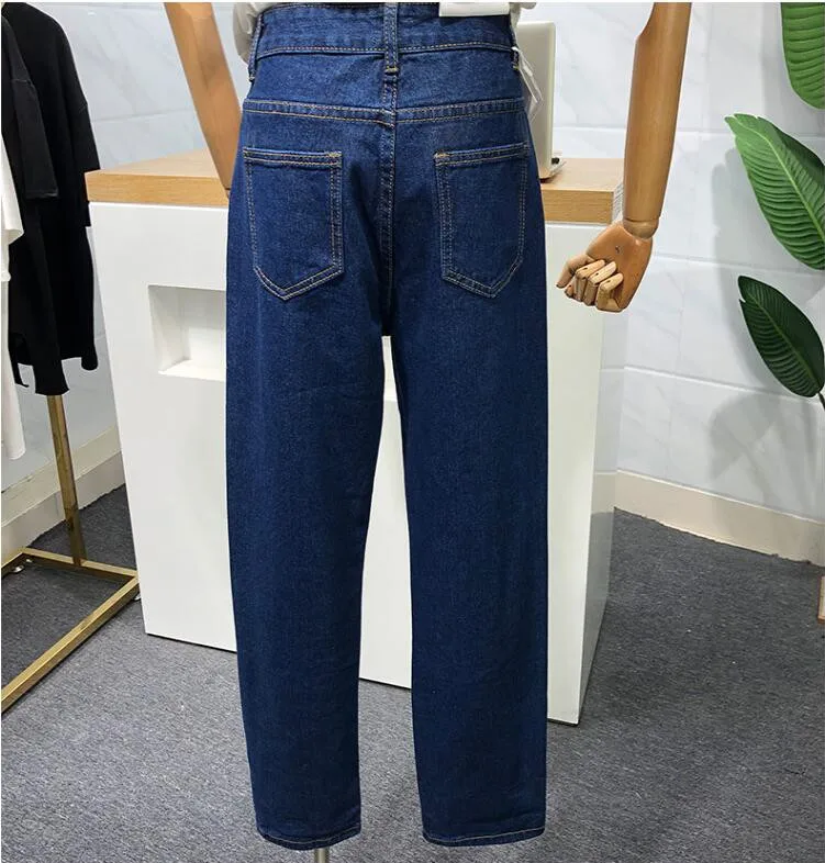 Новинка, весенне-осенние женские джинсы, штаны с принтом сердца, высокая талия, прямые джинсовые брюки