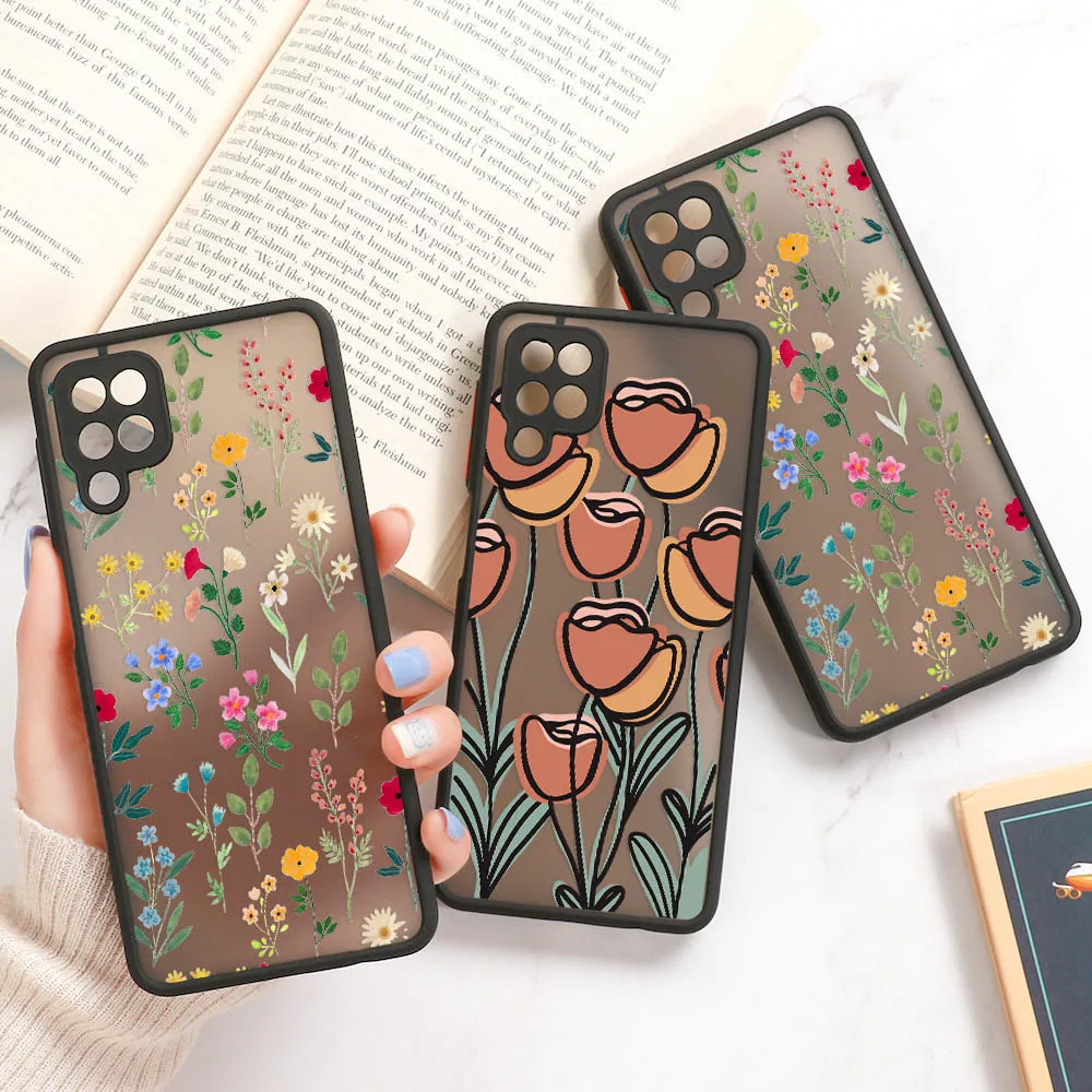 For Case on Samsung A51 A32 A50 A52 A72 A71 A11 A12 A21S A31 A41 A20s A30 A70 Matte Hard Funda For Samsung Galaxy M31 TPU Bumper