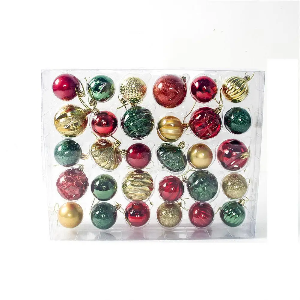 

Christmas 2020 Decoration PVC Powdered Shaped Perfect Hanging Christmas Ball Christmas Tree Pendant 30PCS/Box