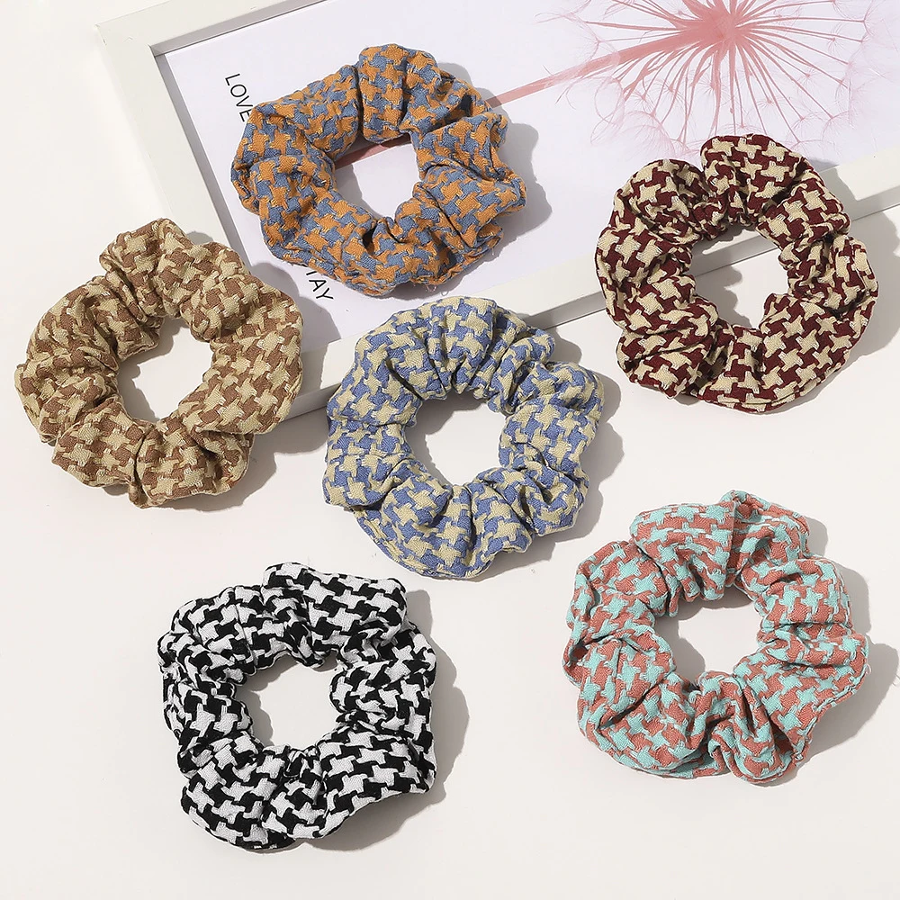 36PC/Lot Hair Accessories Ties Scrunchies Korean Plaid Scrunchie