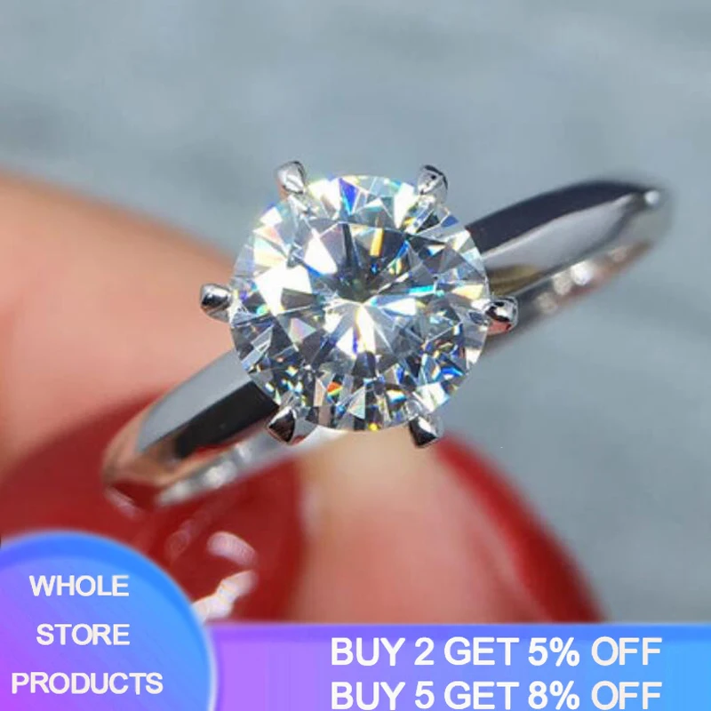 Free Sent Certificate 2 Carat 18K Gold Ring Classic Style Gift Jewelry Solitaire Wedding Party Anniversary Rings For Women | Украшения и