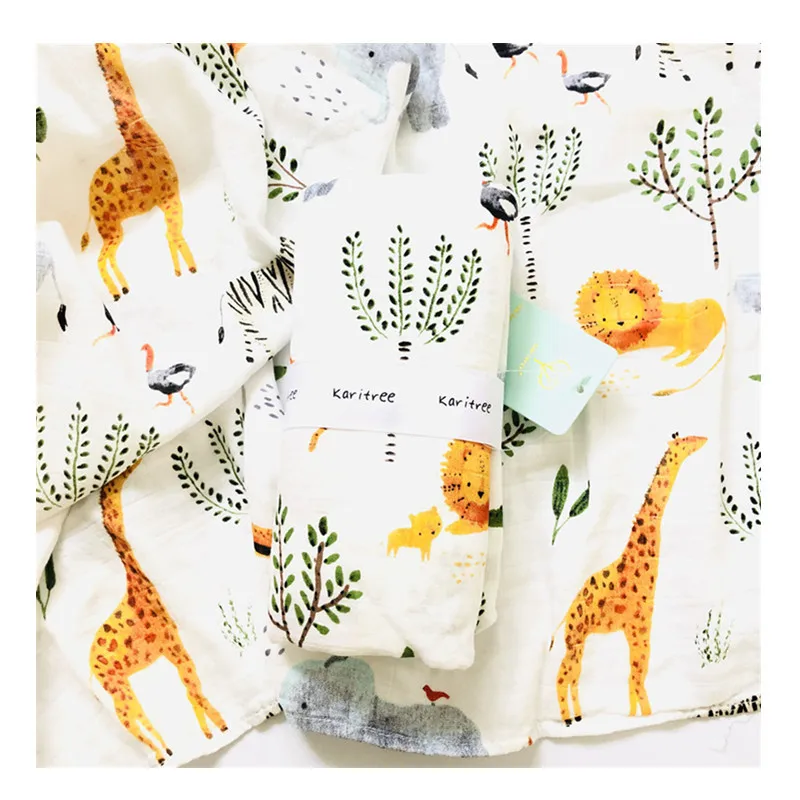 Tree Giraffe Муслиновое пеленание 120x120, детское одеяло из бамбукового волокна, детское одеяло s, Пеленальное Одеяло для новорожденных, детское одеяло Pielucha, Прямая поставка - Цвет: Tree Giraffe