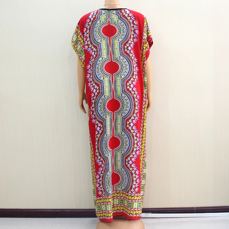 Dashikiage Африканский Дашики тройной узор печатных Розовый Чистый хлопок элегантное женское платье