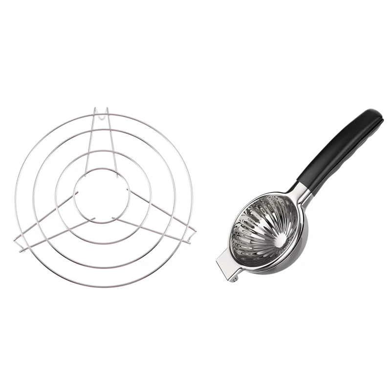 

1 Pcs Diameter Round Cooker Steamer Rack Stand & 1 Pcs Lemon Squeezer with Silicone Handles Manual Juicer