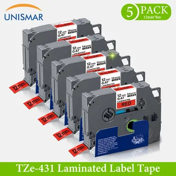 

5PK Black on Red White Labeling Tapes TZe431 TZE231 for Brother tze-431 P-touch Printer PT-9600 PT-P700 PT-7600 Label Maker 12mm