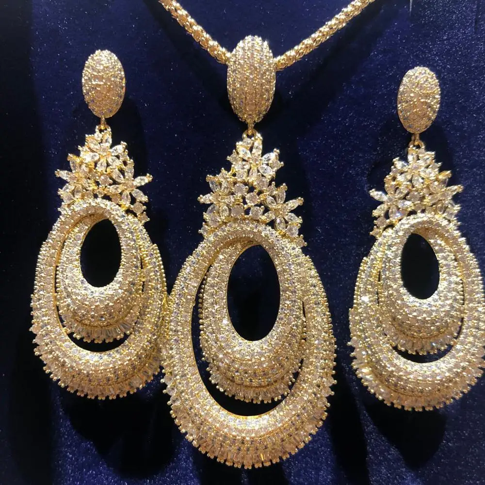 

GODKI Luxury Twist Flower Nigerian Necklace Earring Jewelry Sets For Women Wedding Cubic Zircon Indian Dubai Bridal Jewelry Sets
