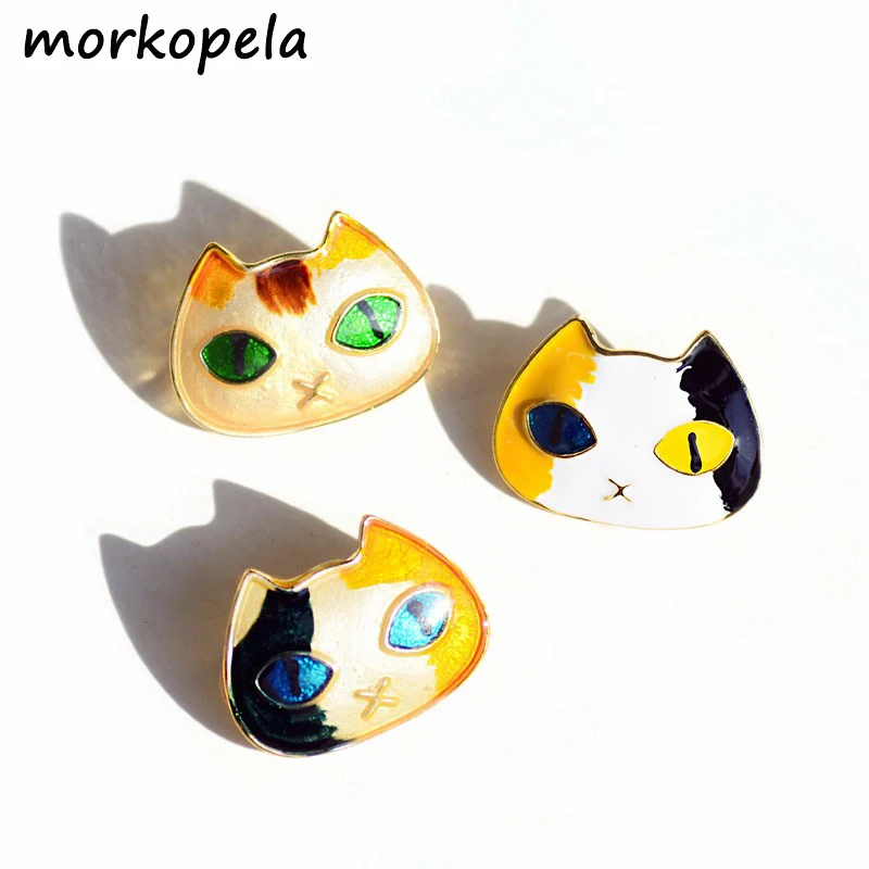 Эмалированная заколка Morkopela с котом значок милым мультяшным заколки и аксессуары