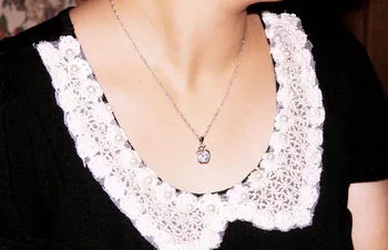 

New fashion apple pendant.Women silver color decoration necklace.dazzling zircon pendant necklace silver plated process jewelry
