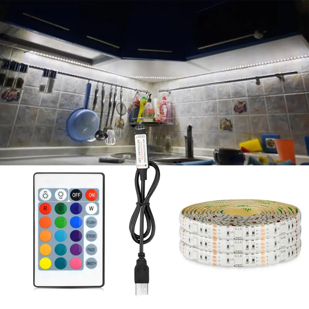 Кухонное освещение для шкафа с питанием от USB 5 В ИК пульт управления RGB Освещение