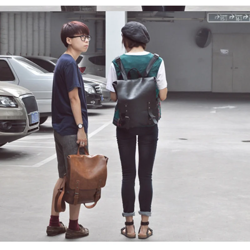 

1 Pcs Man Retro Casual PU Leather Backpack Large Capacity Waterproof Student Schoolbag -OPK