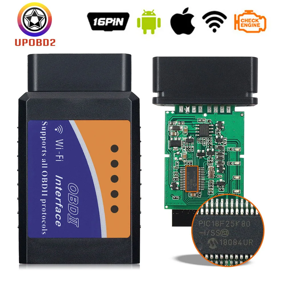 OBD2 сканер ELM327 wifi чип pic18f25k80 автомобильный диагностический инструмент OBDII elm 327 Wi-Fi автоматический считыватель кодов для IOS/Android/Windows 12 В