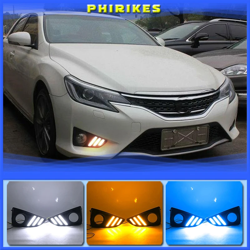 

Указатель поворота мигающий Автомобильный светодиодный дневной свет 12 в дневные ходовые огни s DRL для TOYOTA Mark X Reiz 2013-2018 противотуманная фара