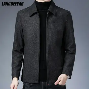 High Quality New Brand Casual Fashion Lapel Autumn Winter Mens Coat 2022 Men Clothing Fashion Jacket Solid Classic Windbreaker 1