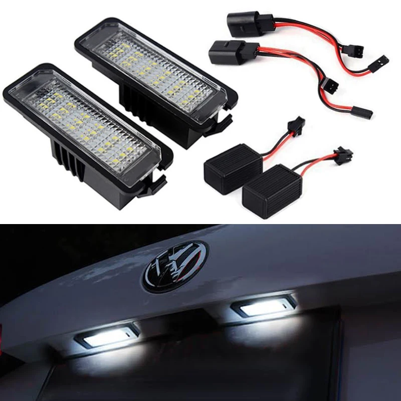 

2x led License Plate Light Canbus For Skoda Superb VW Golf 4 5 6 Eos Lupo Beetle Passat CC Scirocco Polo Phaeton SEAT Altea Leon