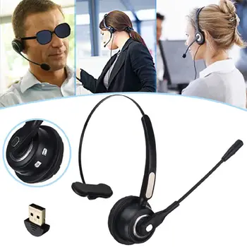

LEORY Wireless bluetooth Headset With Noise Cancel Mic Head Mounted Earphone for Business Office Call Center Customer Serivice