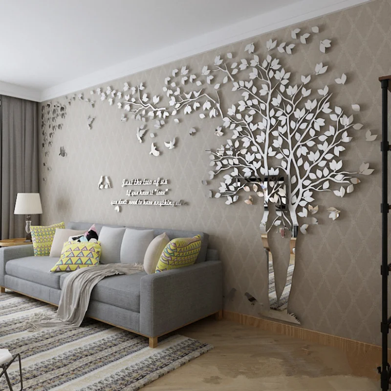 Large Size Wall Sticker Tree Decorative 3D  DIY Art TV Background Wall Poster Home Decor  Living Room Acrylic Wall stickers