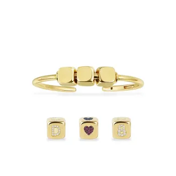 

Custom your own name bangle customize Dice charms bracelet square Initial Letter Numeral Symbol bracelets monaco silver jewelry