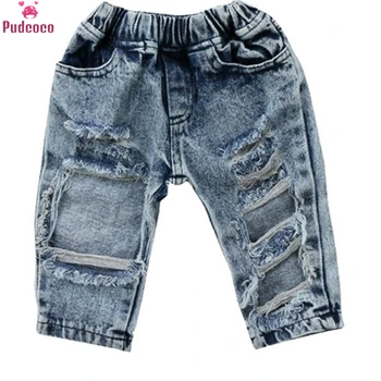 

1-5Y Child Newborn Infant Toddler Clothing Kid Baby Girl Boy Bog Hole Jeans Cotton Casual Long Denim Pants Trousers