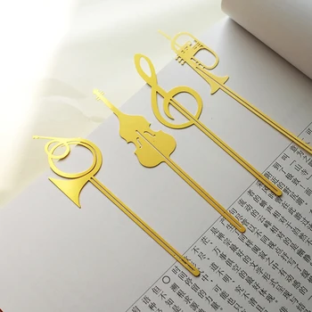 

4pcs/lot Novelty Metal Musical Instruments Shape Bookmark Note Paper Folder Korean Stationery Children Office School Supplies