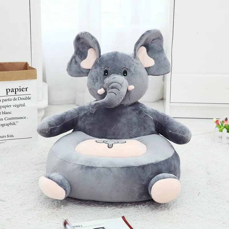Cartoon Super Hero Toys Plush Baby Seat Feed Chair Stuffed Spiderman Batman Dolls Baby Soft Chair Plush Toys for Kids Gift - Цвет: Серый