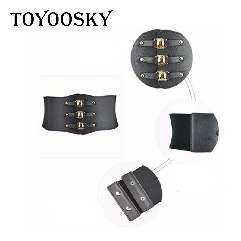 TOYOOSKY модные широкие ремни эластичный тонкий корсет для тела 4 цвета искусственная кожа ретро панк заклепки пояс широкий пояс