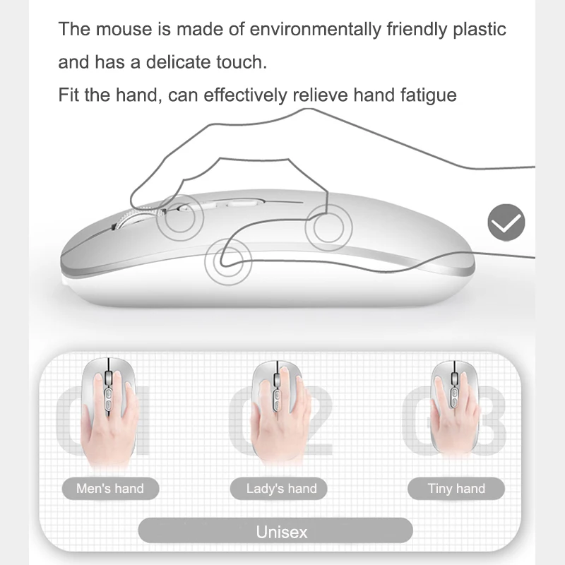 J JOYACCESS Wireless Mouse Silent 2.4GHz Mouse Computer Mause Rechargeable Built-in Battery USB Receiver Mice Ergonomic for Lap