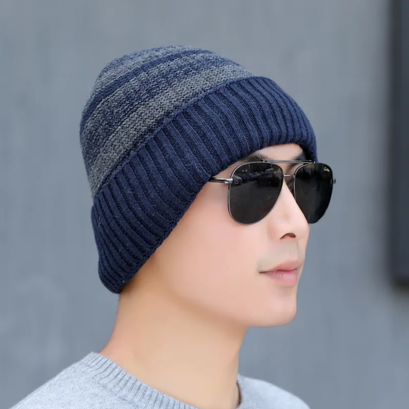 Мужские зимние теплые вязаные шапки бини Skullies повседневные Элегантные Gorras шерсть хлопок лыжные теплые защищающие уши шапочки