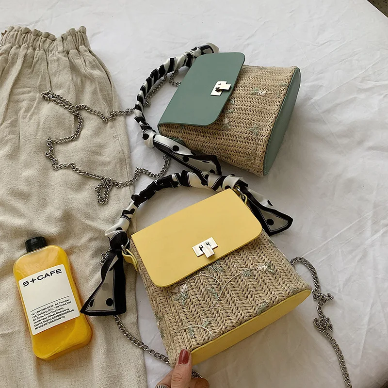 

Female Straw Beach Bag Crossbody Bag For Women 2019 Summer Wicker Designer Handbag Ladies Tote Rattan Shoulder Messenger Bag Sac