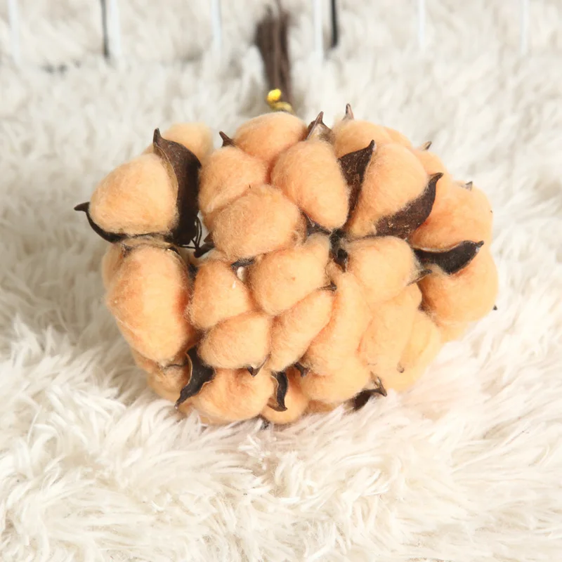 34cm Artificial Flower Cotton Plant Wall Fake Stimulated Flowers Home Decoration - Цвет: Orange