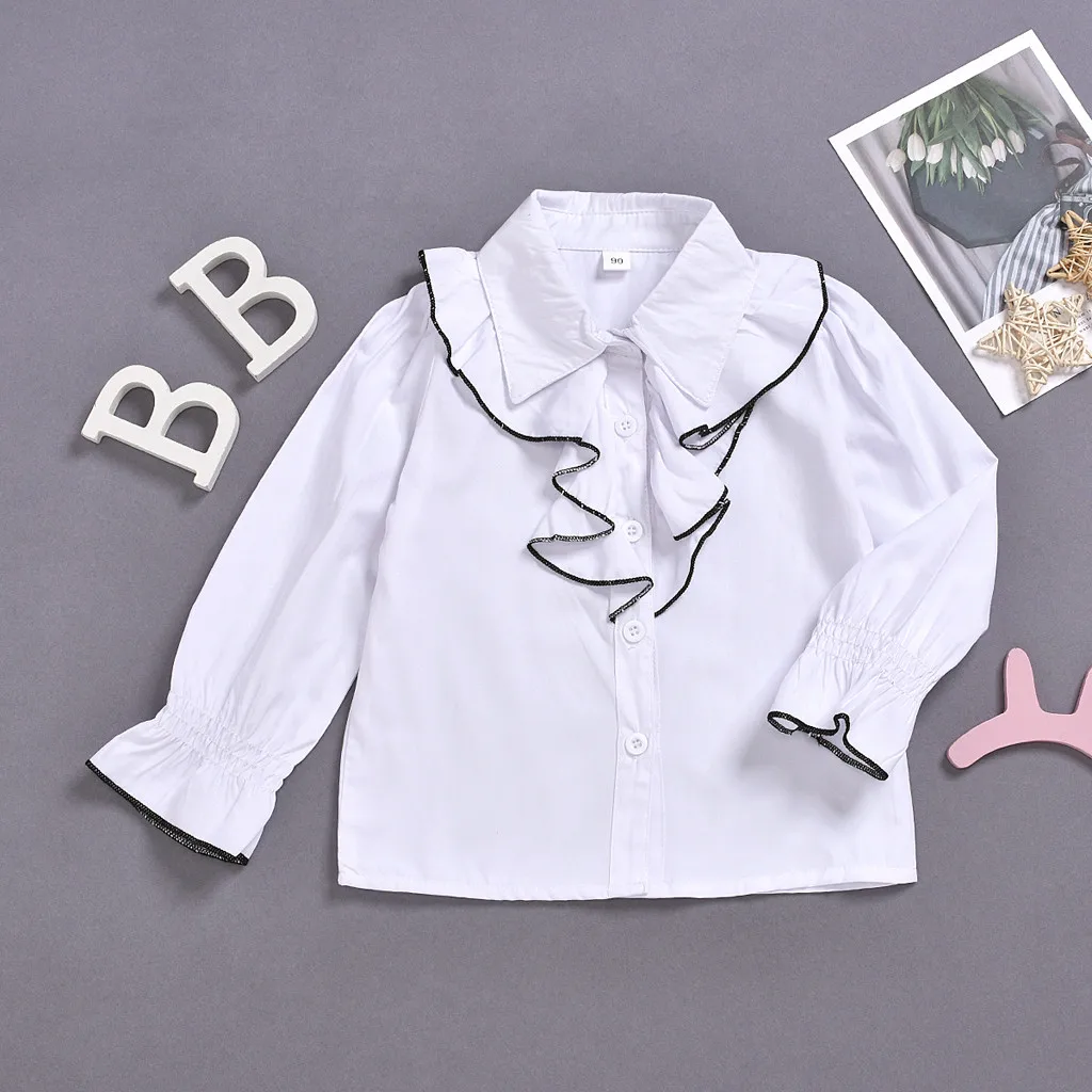 Children Girl Long Sleeve Shirt Ruffled Loose Top Clothing Kids Baby Boys Girls Fashion Ruffle shirt Tops Clothes Outfits 2-7t