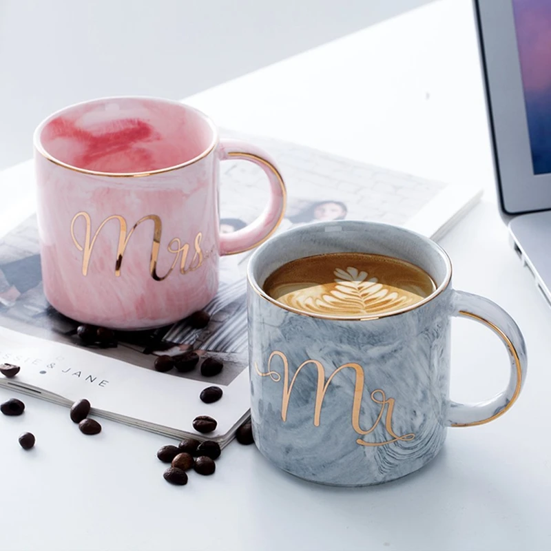Hot Sale Marble Ceramic Mugs Gold Plating Couple Lover's Gift Morning Mug Milk Coffee Tea Breakfast Creative Porcelain Cup | Дом и сад
