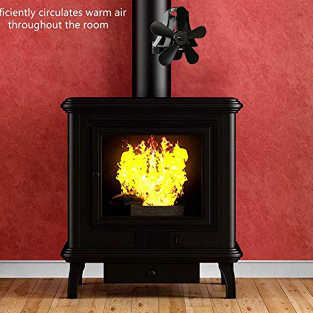 

Portable Stove Wall Mount Efficient Black 5 Blade Aluminum Burner Fireplace Fan Eco Friendly Quiet Durable Heat Powered Home