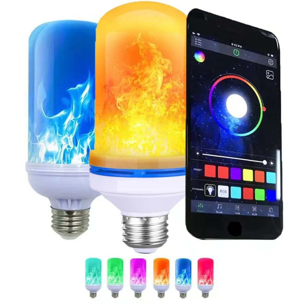 Smart APP Flame LED Light Artificial Flame Light One-to-many Connection Voice-controlled Color Change