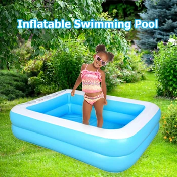 

Summer Inflatable Swimming Pool Adults Kids Thicken PVC Rectangle Bathing Tub Comfortable Children Portable Elements