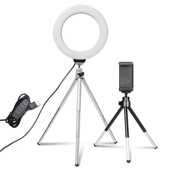 

6 Inch Dimmable LED Selfie Ring Light with Tripod USB Selfie Lamp Photography Stand for Youtube Video Cell Phone Studio Camera