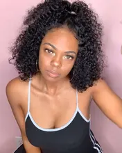 Rizado de la onda de agua Bob peluca del pelo humano del frente del cordón pelucas con minimechones pelo brasileño BOB corto peluca para las mujeres negras