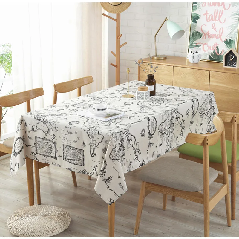 Europe Linen Cotton Table Cloth Letter Printed Tower Map Tablecloth Lace Edge Rectangular Christmas manteles para mesa | Дом и сад