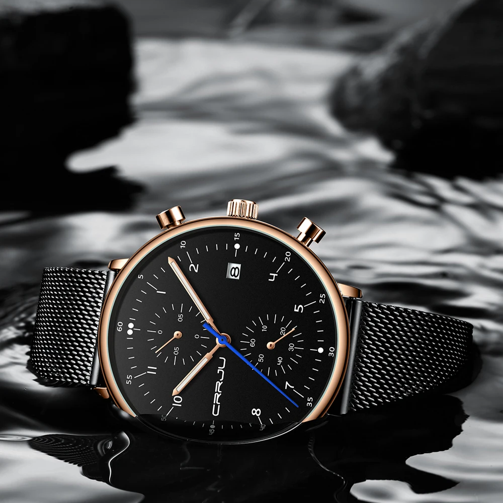 CRRJU Топ бренд класса люкс кварцевые часы для мужчин бизнес спортивные часы для мужчин Дата хронограф часы с часами Relogio Masculino