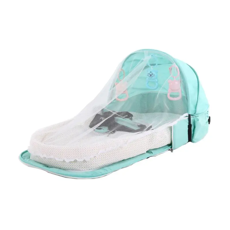 Портативный рюкзак кровать с игрушками для ребенка складная детская кровать путешествия Защита от солнца москитная сетка дышащая детская корзина для сна